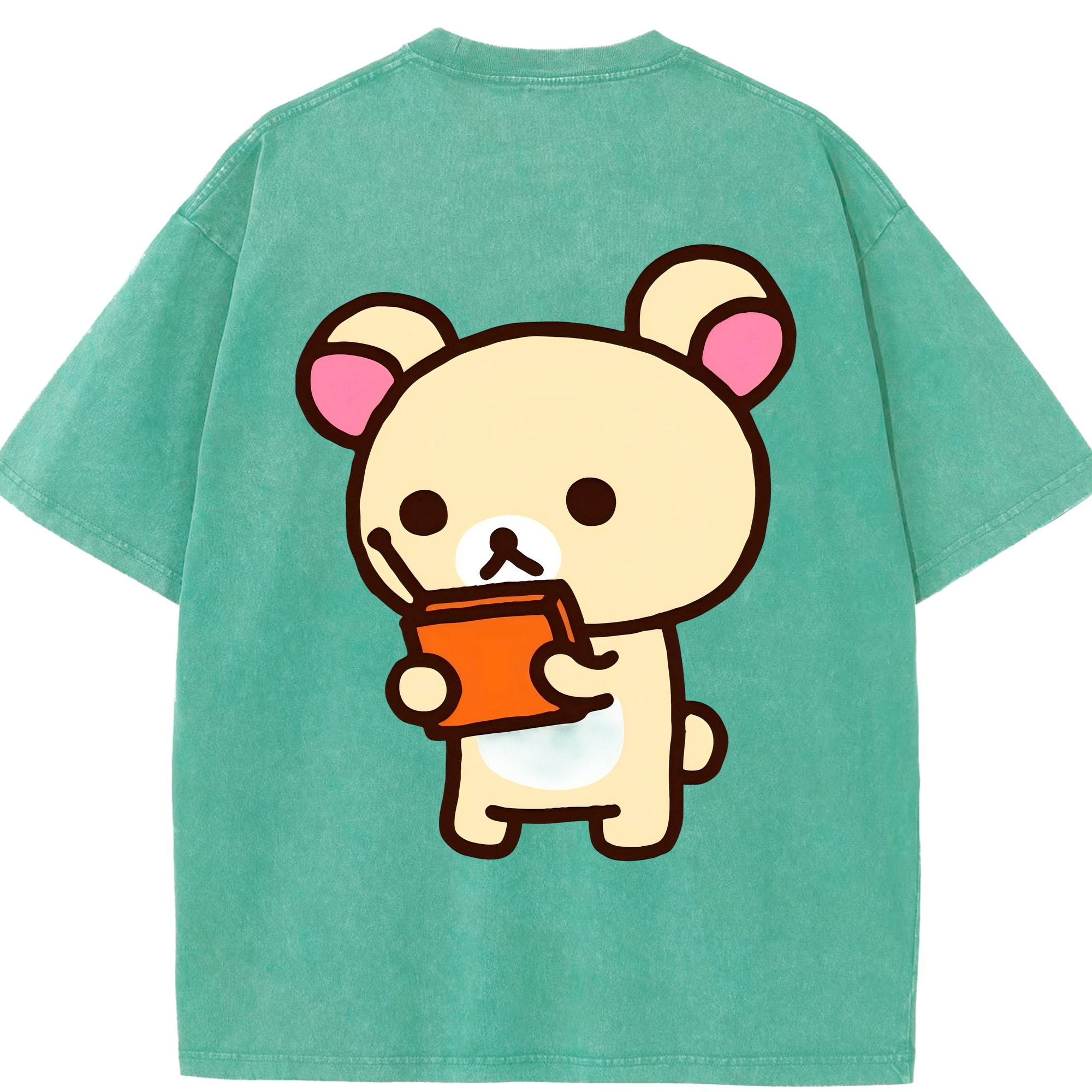 （画像用） リラックマ リラックマ キイロイトリ Rilakkuma Korilakkuma Kiiroitori 綿100% ヴィンテージ風 半袖Tシャツ（背面プリント）